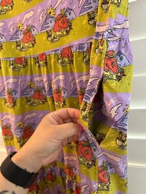Nooworks Lavender and Olive Green Fruit-Print Midi Dress Jammin